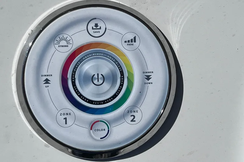 Slide: The Image of Control panel of 2022 Sea Pro 320 DLX Offshore boat with color and lighting options. - 54