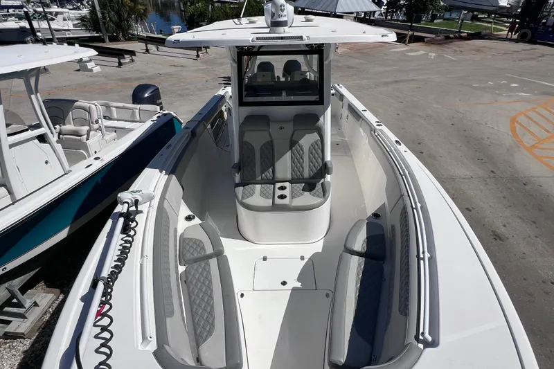 Slide: The Image of 2022 Sea Pro 320 DLX Offshore boat with spacious seating and modern design. - 74