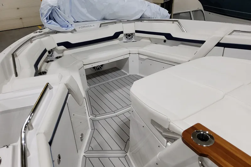 Slide: The Image of 2026 Formula 387 Center Console Fish boat interior with sleek seating and modern design. - 14