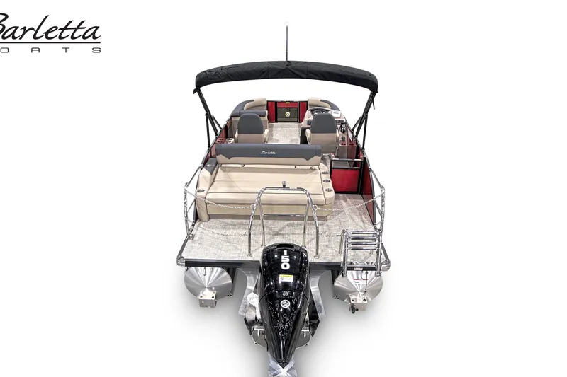 Slide: The Image of 2027 Barletta SANZA 22UC pontoon boat with sleek design and spacious seating. - 6