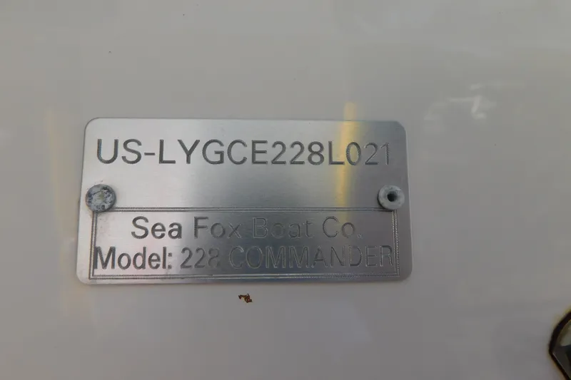 Slide: The Image of Metal identification plate for 2021 Sea Fox 228 Commander boat model. - 26