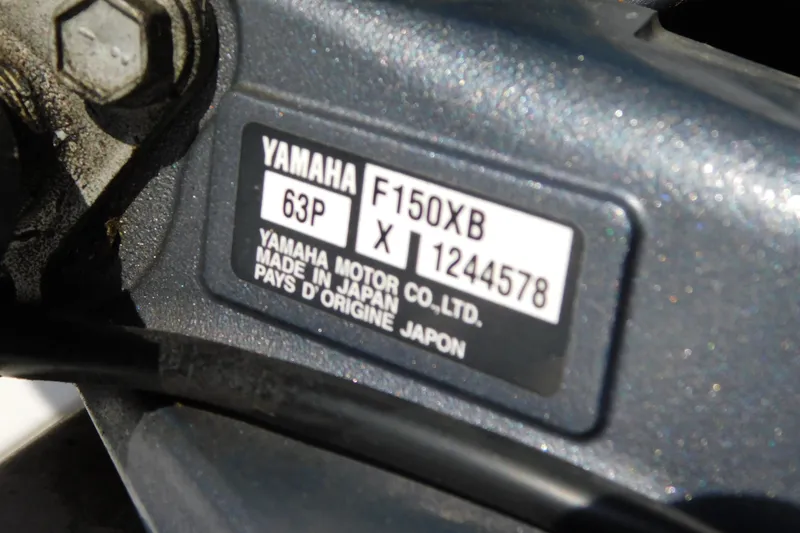Slide: The Image of Yamaha F150XB engine label on 2021 Sea Fox 228 Commander boat. - 27