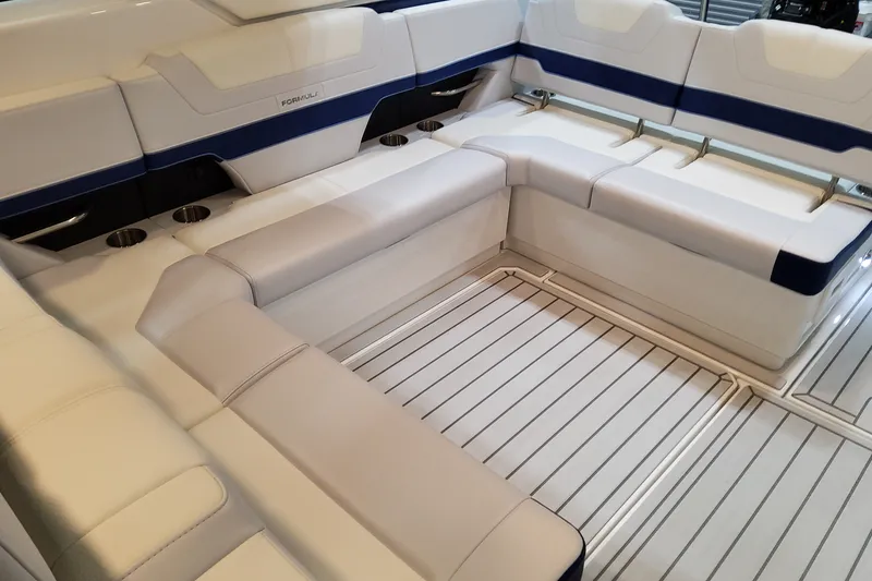 Slide: The Image of Luxurious seating area on 2027 Formula 430 Super Sport Crossover boat. - 19