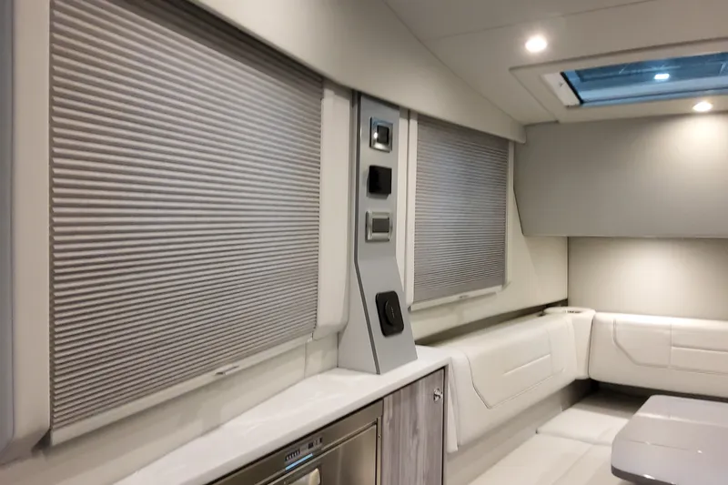 Slide: The Image of Interior of 2027 Formula 430 Super Sport Crossover, featuring modern seating and sleek design. - 29