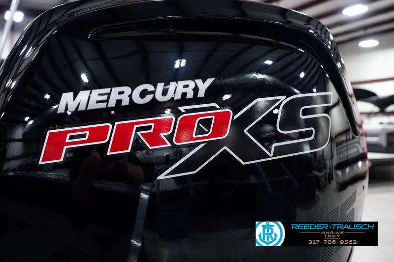 Slide: The Image of Close-up of Mercury Pro XS engine on 2026 Lund 1800 Explorer SS boat. - 51