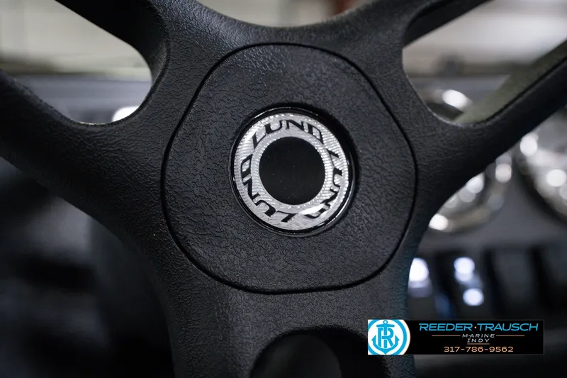 Slide: The Image of Close-up of 2026 Lund 1800 Explorer SS steering wheel with logo detail. - 37