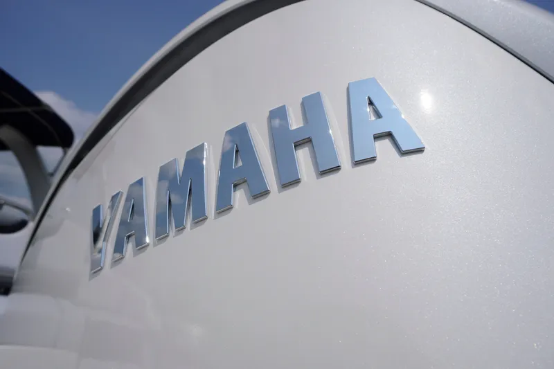 Slide: The Image of Yamaha logo on Chaparral 270 OSX 2027 boat, close-up view. - 66