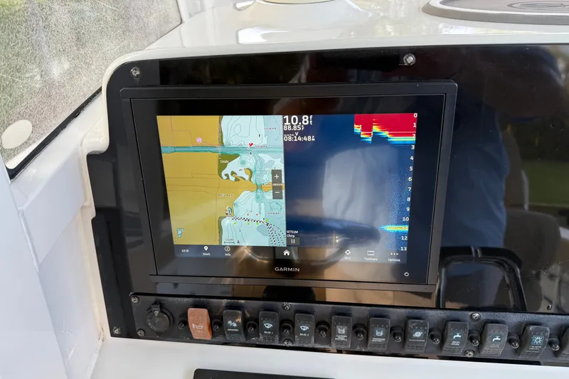 Slide: The Image of Garmin navigation display on 2018 Sea Hunt Gamefish 27 boat dashboard. - 47