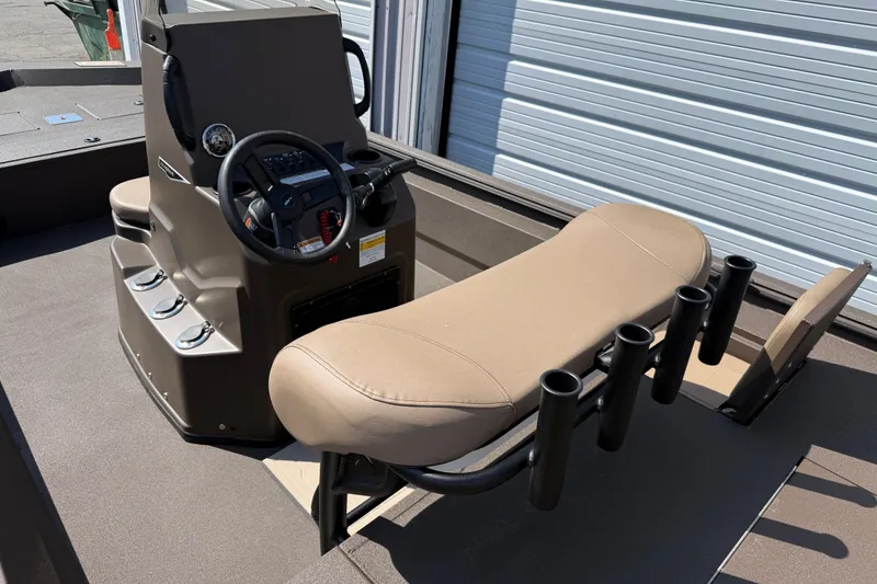Slide: The Image of Interior of 2027 Avid 20 Rogue CC boat with steering console and seating. - 15