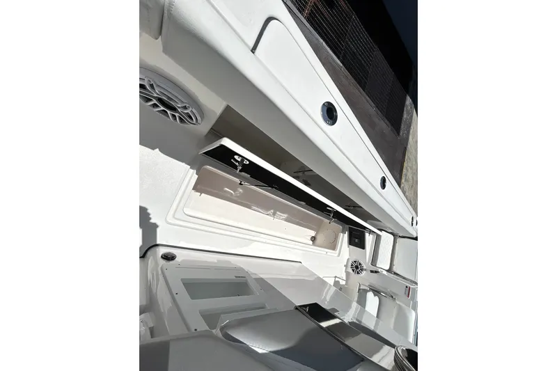 Slide: The Image of Interior view of 2027 Sea Fox 328 Commander boat, showcasing storage compartments. - 32