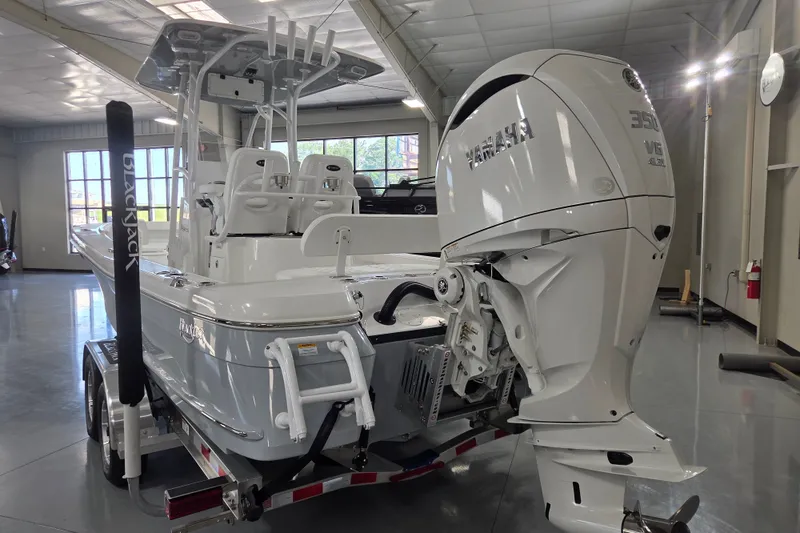 Slide: The Image of BlackJack 256 Coastal 2027 boat with Yamaha 350 engine in showroom. - 3