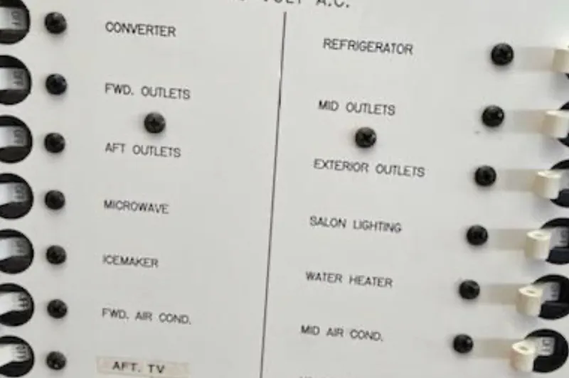 Slide: The Image of Control panel with labels for various electrical systems, like refrigerator and air conditioning. - 13