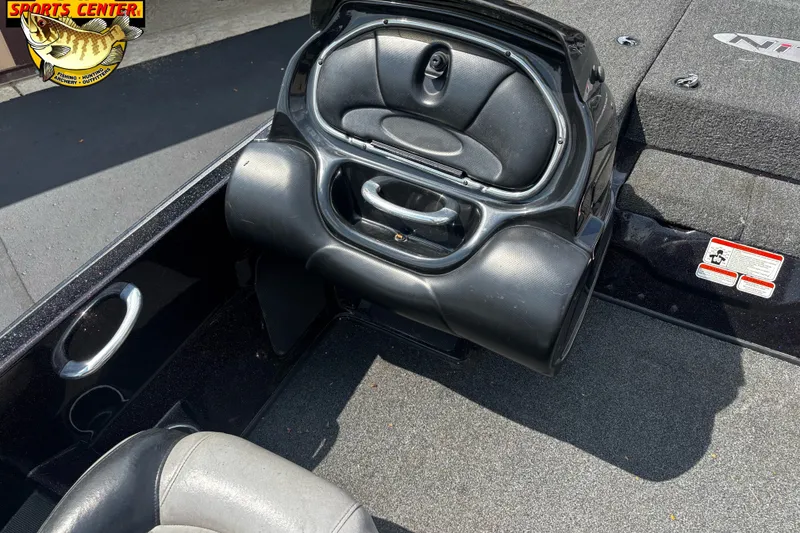 Slide: The Image of Interior of a 2012 Nitro Z-8 boat showing storage compartment and seating area. - 10