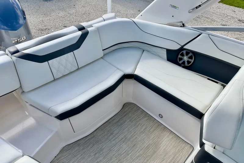 Slide: The Image of Luxurious seating area on a 2019 Regal 23 OBX boat with Yamaha 250 engine. - 22