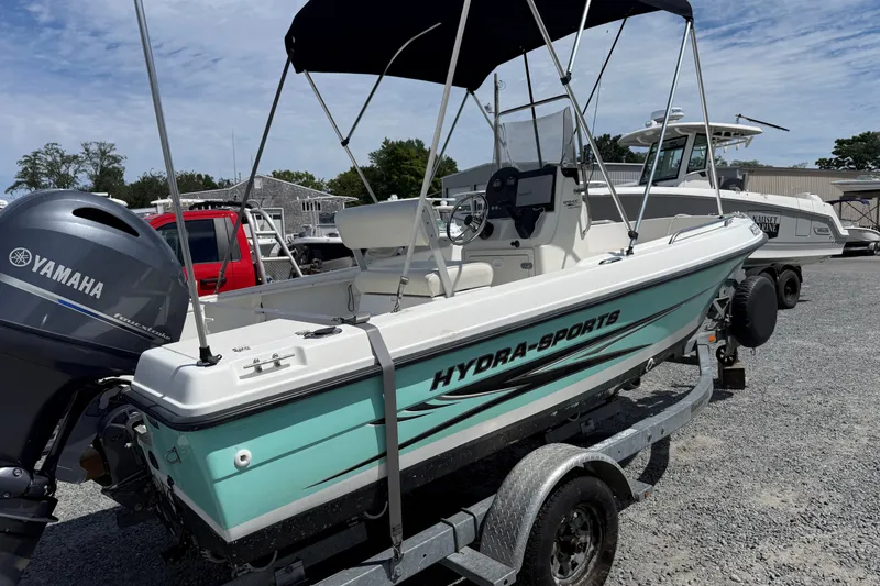 Slide: The Image of 2004 Hydra-Sports Lightning 170 CC boat with Yamaha engine on trailer. - 1