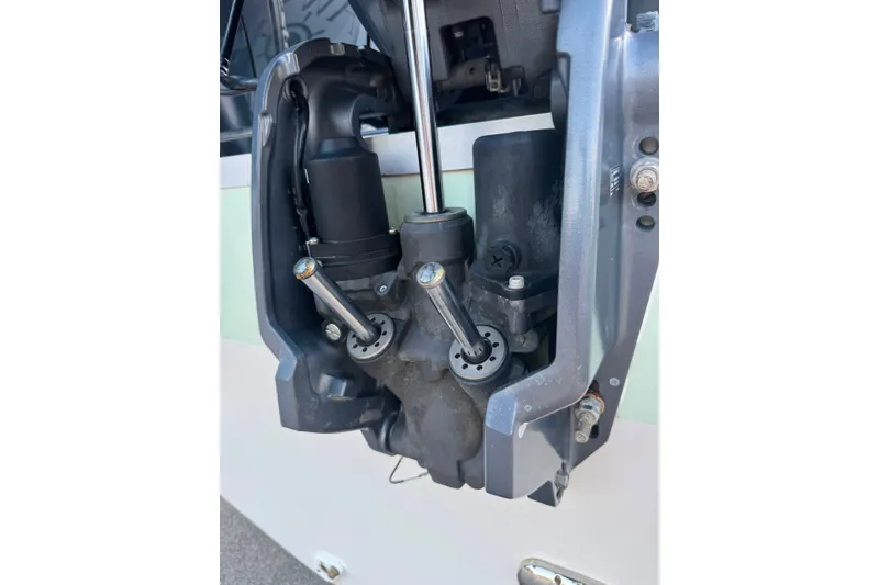 Slide: The Image of Close-up of a 2020 Sea Hunt Ultra 275SE boat engine component. - 28