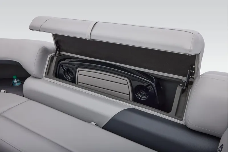 Slide: The Image of Manufacturer Provided Image: 2026 Sun Tracker SportFish 22 XP3 boat seat storage compartment with cup holder. - 36
