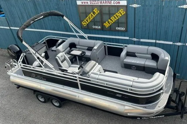 The Image of 2026 Sun Tracker SportFish 22 XP3 pontoon boat with spacious seating and sleek design. - 0