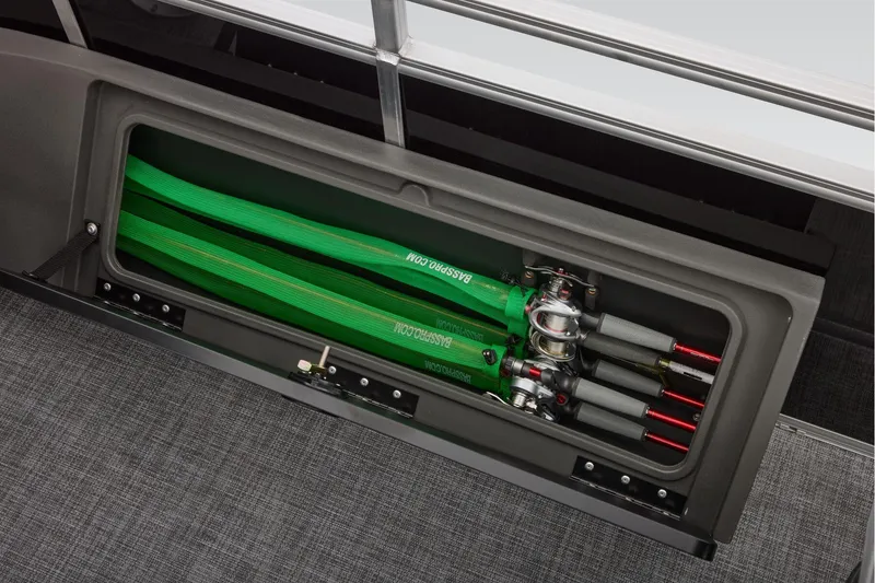 Slide: The Image of Manufacturer Provided Image: Storage compartment with fishing rods on 2026 Sun Tracker SportFish 22 XP3 boat. - 50