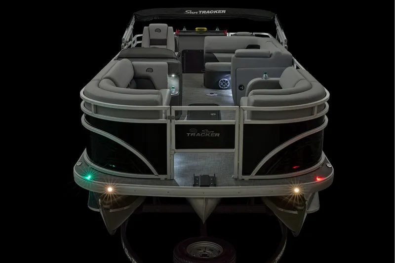 Slide: The Image of Manufacturer Provided Image: 2026 Sun Tracker SportFish 22 XP3 pontoon boat with sleek design and comfortable seating. - 19
