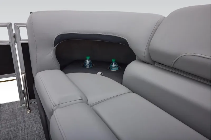 Slide: The Image of Manufacturer Provided Image: 2026 Sun Tracker SportFish 22 XP3 boat interior with gray seating and cup holders. - 34