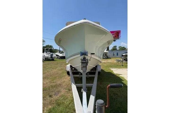 Slide: The Image of 2008 Sea Pro 228 Dual Console boat on trailer, front view, outdoors. - 3