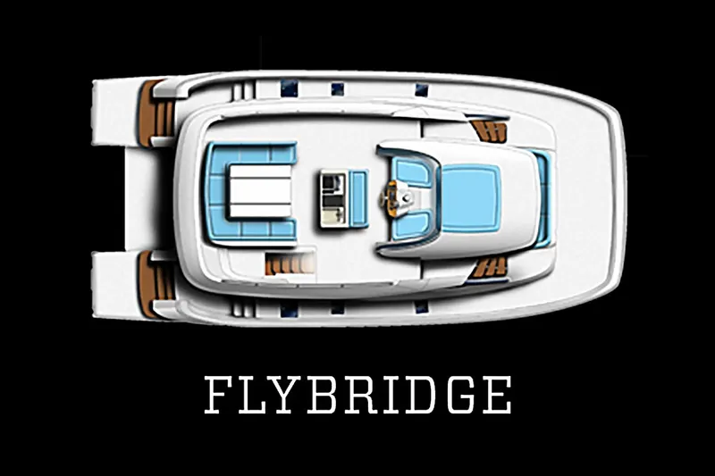 Slide: The Image of Top view of 2016 Aquila 48 yacht flybridge design on black background. - 40