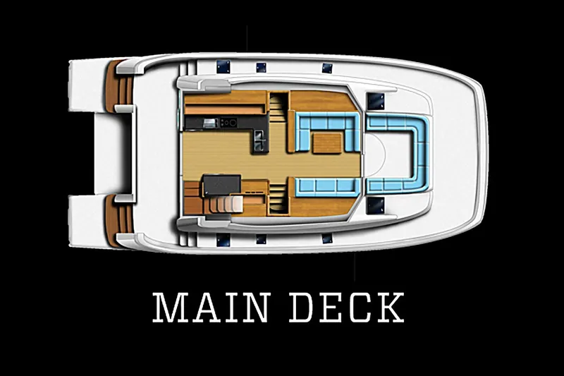 Slide: The Image of Top view of 2016 Aquila 48 yacht main deck layout. - 39