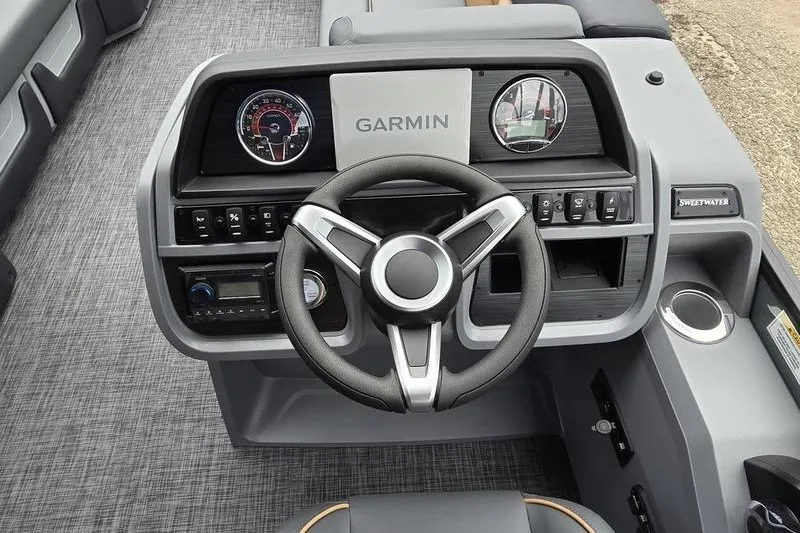 Slide: The Image of Steering console of 2026 Godfrey Sweetwater 2286 SB with Garmin navigation system. - 10