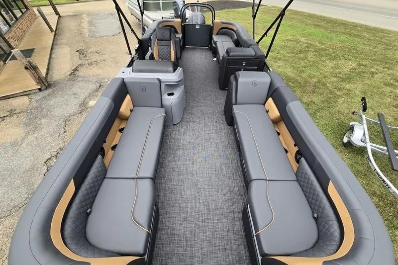 Slide: The Image of 2026 Godfrey Sweetwater 2286 SB pontoon boat with spacious seating and modern design. - 14