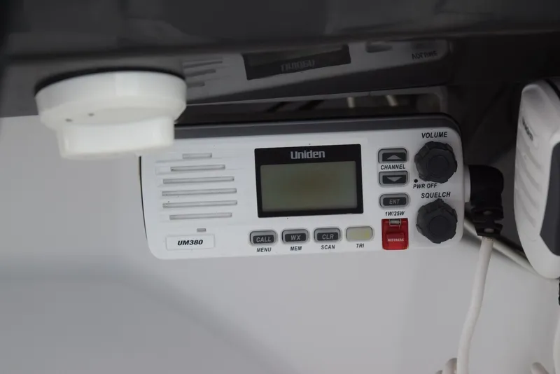 Slide: The Image of Uniden UM380 radio installed in a 2018 Monterey M-45 boat. - 28
