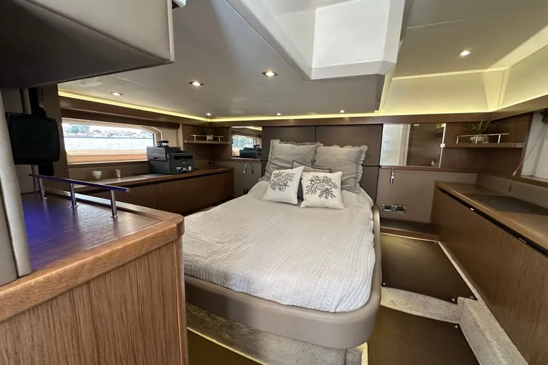 Slide: The Image of Luxurious interior of 2017 Sea Ray Sundancer 460 yacht with elegant bedroom design. - 27