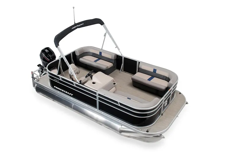 Slide: The Image of Manufacturer Provided Image: 2025 Princecraft Jazz 17 pontoon boat with seating and canopy. - 7