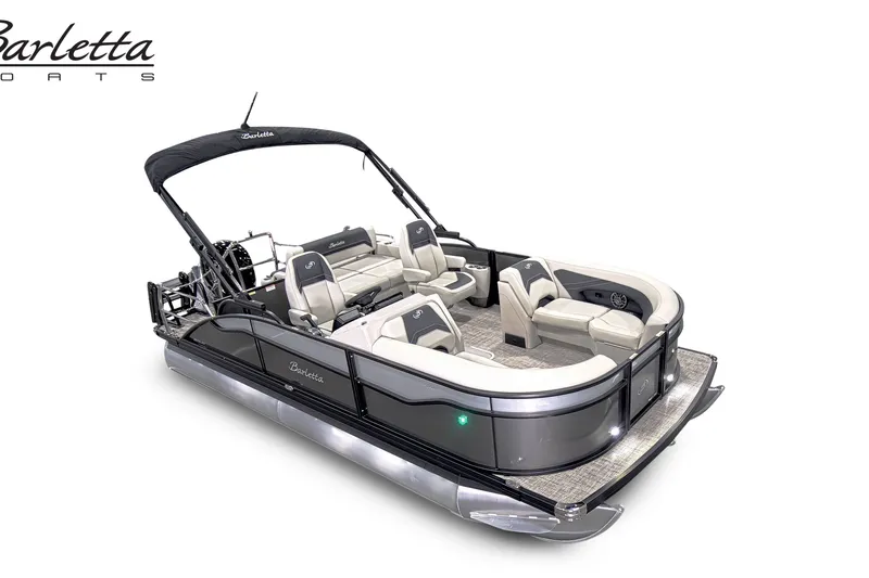 Slide: The Image of 2027 Barletta ARIA 20UC pontoon boat with sleek design and spacious seating. - 2