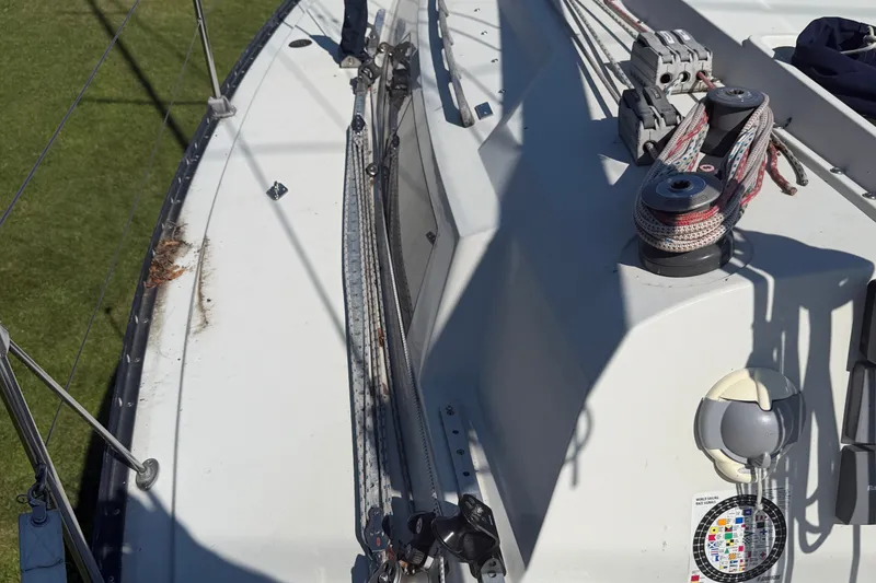 Slide: The Image of Deck of 1984 C&C 33 MK II sailboat with rigging and winches. - 15