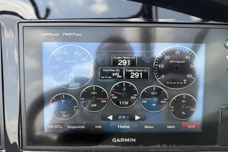 Slide: The Image of Garmin GPS display on 2017 Cobalt R3 showing engine metrics and navigation data. - 18
