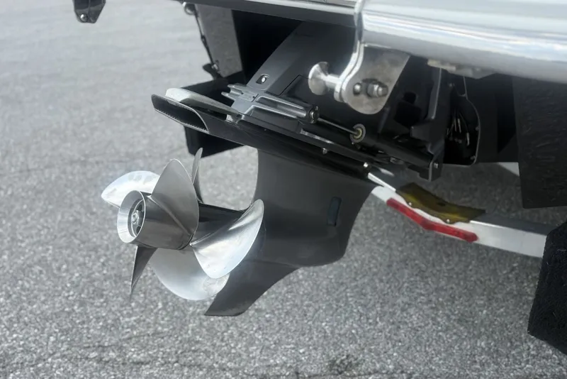 Slide: The Image of 2017 Cobalt R3 boat propeller and outdrive on a trailer. - 5