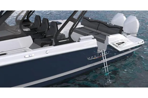 Slide: The Image of Manufacturer Provided Image: 2026 Monterey Elite 34 OB boat with sleek design and modern features on water. - 3
