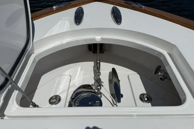 Slide: The Image of 2021 Valhalla Boatworks V-33 anchor compartment with chain and winch system. - 15