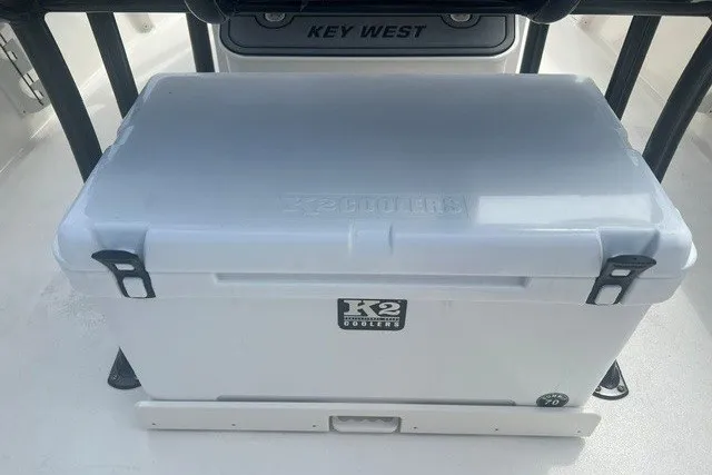 Slide: The Image of White K2 cooler on 2026 Key West 219 FS boat deck. - 8