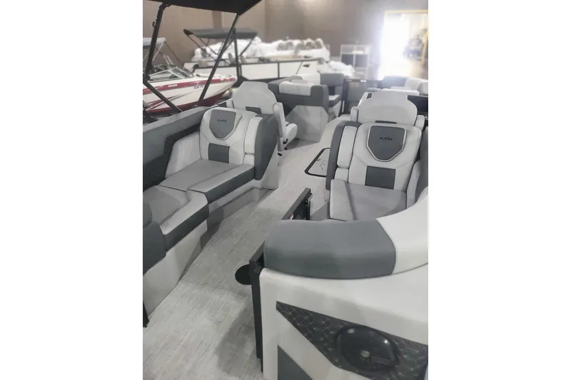 Slide: The Image of Luxurious interior of 2027 Alera M21Q boat with modern seating design. - 9