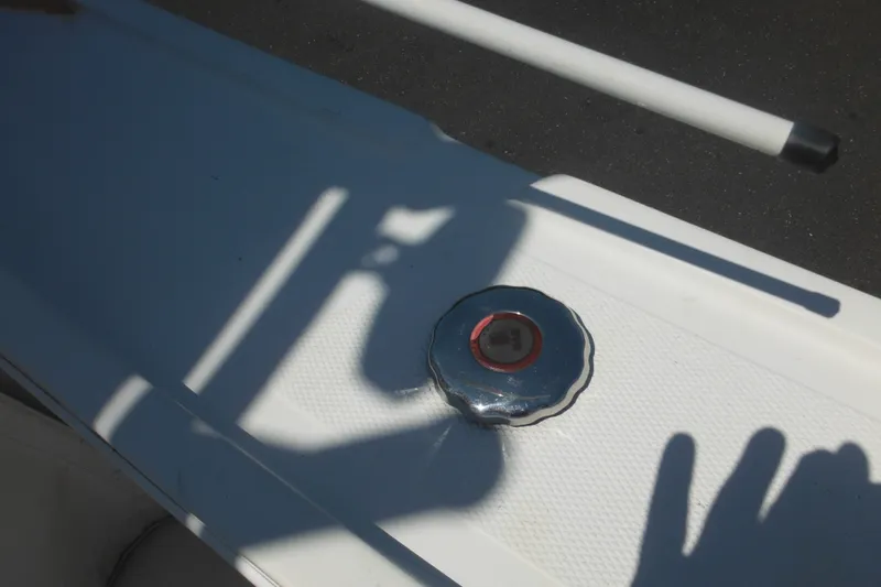 Slide: The Image of Shadow on Steiger Craft 255 Miami 2020 boat deck with metal fixture. - 26