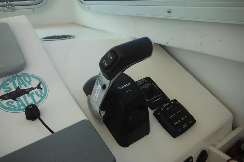 Slide: The Image of Control panel of a 2020 Steiger Craft 255 Miami boat with Yamaha throttle. - 50