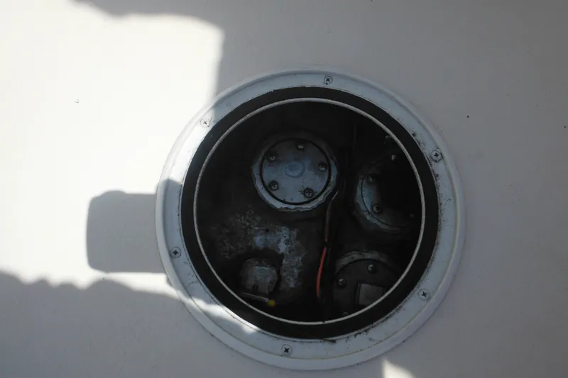 Slide: The Image of Inspection hatch on 2020 Steiger Craft 255 Miami boat deck. - 28
