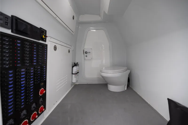 Slide: The Image of Modern boat interior with toilet and control panel, Freeman 35, 2025 model. - 52