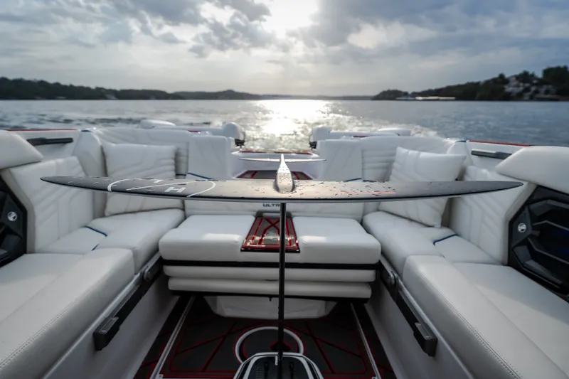 Slide: The Image of Luxurious interior of 2027 Tige Ultré 25ZX boat with sleek design and comfortable seating. - 17