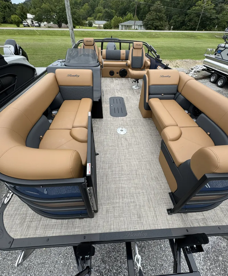 Slide: The Image of 2026 Bentley Pontoons Elite 223 SwingBack DC with luxurious seating and spacious layout. - 6
