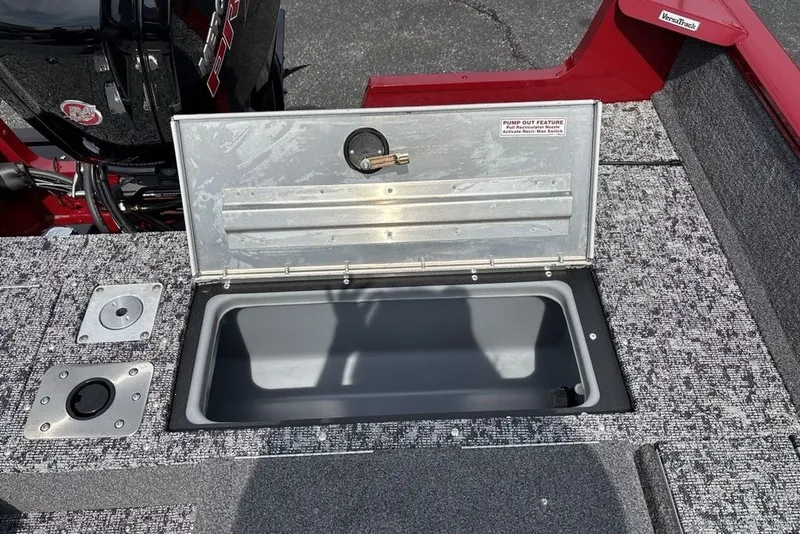Slide: The Image of Open storage compartment on 2025 Tracker Pro Guide V-175 Combo boat deck. - 35