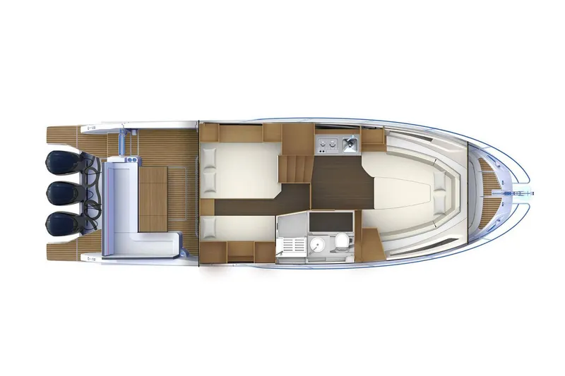 Slide: The Image of Manufacturer Provided Image: Top view of 2022 Jeanneau Leader 12.5 WA boat layout. - 15