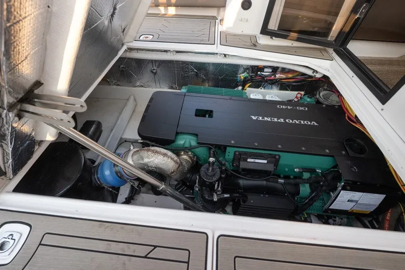 Slide: The Image of 2023 Cutwater C-30 Sedan engine compartment with Volvo Penta engine. - 43